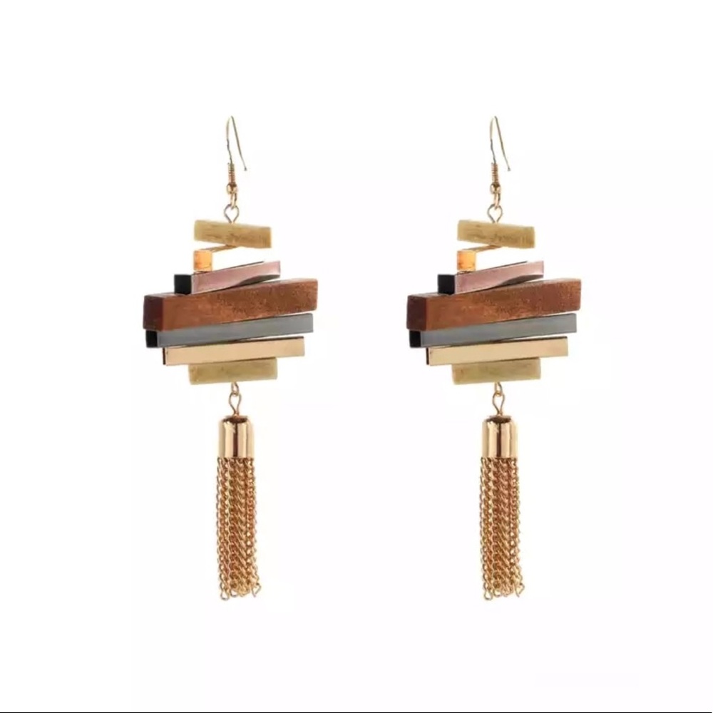 ✨Vintage geometric wood earrings✨